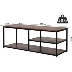 HOMCOM Meuble TV Design Industriel Dim. 120L X 40l X 45H Cm Grand Plateau 2 étagères Panneaux Particules Coloris Boisé Métal Noir - Marron 9 HOMCOM Meuble TV Design Industriel Dim. 120L X 40l X 45H Cm Grand Plateau 2 étagères Panneaux Particules Coloris Boisé Métal Noir - Marron -France HOMCOM Soldes 2022 16641215 3