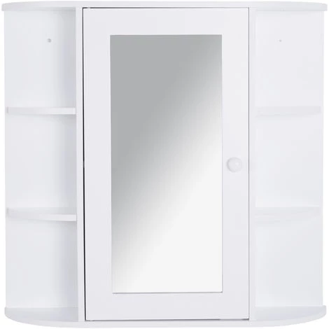 HOMCOM Armoire Murale Salle De Bain Armoire à Glace Placard De Rangement Toilettes 1 Porte + étagères Latérales MDF Blanc - Blanc 3 HOMCOM Armoire Murale Salle De Bain Armoire à Glace Placard De Rangement Toilettes 1 Porte + étagères Latérales MDF Blanc - Blanc