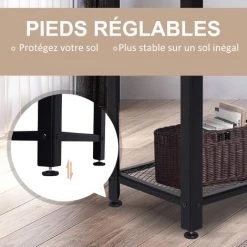 HOMCOM Console Table D'appoint Vintage Style Industriel Dim. 101L X 35l X 80H Cm étagère Métal Noir Panneaux Particules Imitation Bois - Marron 11 HOMCOM Console Table D'appoint Vintage Style Industriel Dim. 101L X 35l X 80H Cm étagère Métal Noir Panneaux Particules Imitation Bois - Marron -France HOMCOM Soldes 2022 16794532 5