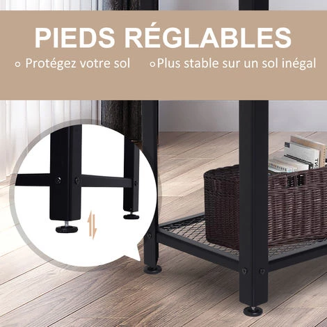 HOMCOM Console Table D'appoint Vintage Style Industriel Dim. 101L X 35l X 80H Cm étagère Métal Noir Panneaux Particules Imitation Bois - Marron 7 HOMCOM Console Table D'appoint Vintage Style Industriel Dim. 101L X 35l X 80H Cm étagère Métal Noir Panneaux Particules Imitation Bois - Marron – Image 5