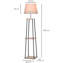 HOMCOM Lampadaire Design Contemporain Dim. 40L X 40l X 160H Cm 40 W Max. 3 étagères Intégrées Bois Massif Caoutchouc Métal Noir Lin Beige - Beige 9 HOMCOM Lampadaire Design Contemporain Dim. 40L X 40l X 160H Cm 40 W Max. 3 étagères Intégrées Bois Massif Caoutchouc Métal Noir Lin Beige - Beige -France HOMCOM Soldes 2022 16806677 3