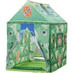 HOMCOM Tente Enfant Tente De Jeu Tente Militaire Dim. 93L X 69l X 103H Cm 2 Portes Polyester Vert