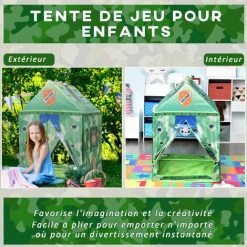 HOMCOM Tente Enfant Tente De Jeu Tente Militaire Dim. 93L X 69l X 103H Cm 2 Portes Polyester Vert 9 HOMCOM Tente Enfant Tente De Jeu Tente Militaire Dim. 93L X 69l X 103H Cm 2 Portes Polyester Vert -France HOMCOM Soldes 2022 16811231 3