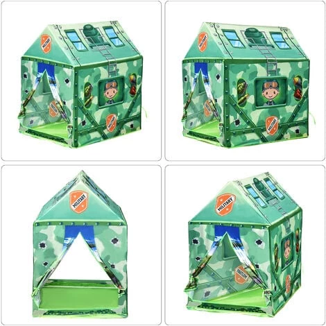 HOMCOM Tente Enfant Tente De Jeu Tente Militaire Dim. 93L X 69l X 103H Cm 2 Portes Polyester Vert 7 HOMCOM Tente Enfant Tente De Jeu Tente Militaire Dim. 93L X 69l X 103H Cm 2 Portes Polyester Vert – Image 5