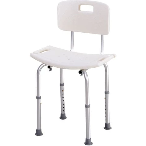 HOMCOM Chaise De Douche Siège De Douche Ergonomique Hauteur Réglable Pieds Antidérapants Charge Max. 136 Kg Alu HDPE Blanc 3 HOMCOM Chaise De Douche Siège De Douche Ergonomique Hauteur Réglable Pieds Antidérapants Charge Max. 136 Kg Alu HDPE Blanc