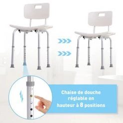 HOMCOM Chaise De Douche Siège De Douche Ergonomique Hauteur Réglable Pieds Antidérapants Charge Max. 136 Kg Alu HDPE Blanc 10 HOMCOM Chaise De Douche Siège De Douche Ergonomique Hauteur Réglable Pieds Antidérapants Charge Max. 136 Kg Alu HDPE Blanc -France HOMCOM Soldes 2022 16811232 4