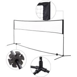 HOMCOM Filet De Badminton/loisirs 5 M - Hauteur Réglable 1,58 M Max. - Filet Portable Avec Support Pieds Et Piquets - Sac De Transport Inclus - Noir -France HOMCOM Soldes 2022 16952910 4