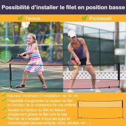 HOMCOM Filet De Badminton/loisirs 5 M - Hauteur Réglable 1,58 M Max. - Filet Portable Avec Support Pieds Et Piquets - Sac De Transport Inclus - Noir -France HOMCOM Soldes 2022 16952910 5