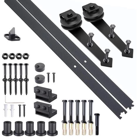 HOMCOM Kit De Porte Coulissante Système Galandage Pour Porte épaisseur 35-45 Mm Largeur Max. 1 M Charge Max. 100 Kg Acier Brun Foncé 2 HOMCOM Kit De Porte Coulissante Système Galandage Pour Porte épaisseur 35-45 Mm Largeur Max. 1 M Charge Max. 100 Kg Acier Brun Foncé