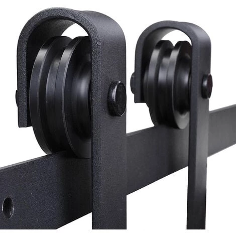 HOMCOM Kit De Porte Coulissante Système Galandage Pour Porte épaisseur 35-45 Mm Largeur Max. 1 M Charge Max. 100 Kg Acier Brun Foncé 6 HOMCOM Kit De Porte Coulissante Système Galandage Pour Porte épaisseur 35-45 Mm Largeur Max. 1 M Charge Max. 100 Kg Acier Brun Foncé – Image 5