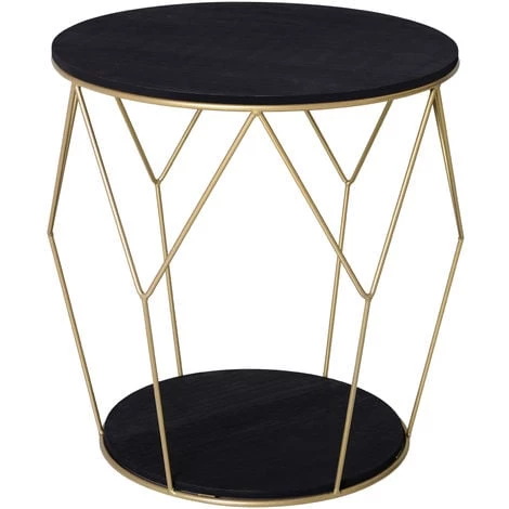 HOMCOM Table Basse Ronde Design Style Art Déco Ø 45 X 48H Cm MDF Noir Métal Doré - Noir 3 HOMCOM Table Basse Ronde Design Style Art Déco Ø 45 X 48H Cm MDF Noir Métal Doré - Noir