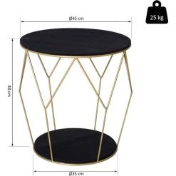 HOMCOM Table Basse Ronde Design Style Art Déco Ø 45 X 48H Cm MDF Noir Métal Doré - Noir 9 HOMCOM Table Basse Ronde Design Style Art Déco Ø 45 X 48H Cm MDF Noir Métal Doré - Noir -France HOMCOM Soldes 2022 17449973 3