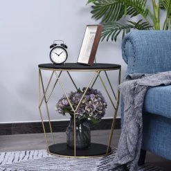 HOMCOM Table Basse Ronde Design Style Art Déco Ø 45 X 48H Cm MDF Noir Métal Doré - Noir 10 HOMCOM Table Basse Ronde Design Style Art Déco Ø 45 X 48H Cm MDF Noir Métal Doré - Noir -France HOMCOM Soldes 2022 17449973 4