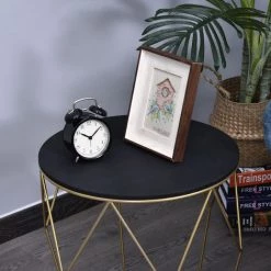 HOMCOM Table Basse Ronde Design Style Art Déco Ø 45 X 48H Cm MDF Noir Métal Doré - Noir 11 HOMCOM Table Basse Ronde Design Style Art Déco Ø 45 X 48H Cm MDF Noir Métal Doré - Noir -France HOMCOM Soldes 2022 17449973 5