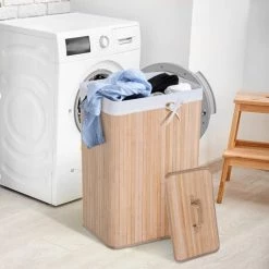 HOMCOM Panier à Linge Corbeille à Linge Bac à Linge Bambou Pliable Couvercle Sac Amovible 3 Poignées PU 40L X 30l X 60H Cm Beige 8 HOMCOM Panier à Linge Corbeille à Linge Bac à Linge Bambou Pliable Couvercle Sac Amovible 3 Poignées PU 40L X 30l X 60H Cm Beige -France HOMCOM Soldes 2022 17698788 2