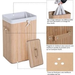 HOMCOM Panier à Linge Corbeille à Linge Bac à Linge Bambou Pliable Couvercle Sac Amovible 3 Poignées PU 40L X 30l X 60H Cm Beige 10 HOMCOM Panier à Linge Corbeille à Linge Bac à Linge Bambou Pliable Couvercle Sac Amovible 3 Poignées PU 40L X 30l X 60H Cm Beige -France HOMCOM Soldes 2022 17698788 4