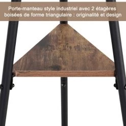 HOMCOM Porte-manteau Trépied Style Industriel Branches 2 étagères + 6 Patères Dim. 52L X 46l X 182H Cm Métal Noir Panneaux Particules Boisés 10 HOMCOM Porte-manteau Trépied Style Industriel Branches 2 étagères + 6 Patères Dim. 52L X 46l X 182H Cm Métal Noir Panneaux Particules Boisés -France HOMCOM Soldes 2022 17919633 4