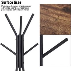 HOMCOM Porte-manteau Trépied Style Industriel Branches 2 étagères + 6 Patères Dim. 52L X 46l X 182H Cm Métal Noir Panneaux Particules Boisés 11 HOMCOM Porte-manteau Trépied Style Industriel Branches 2 étagères + 6 Patères Dim. 52L X 46l X 182H Cm Métal Noir Panneaux Particules Boisés -France HOMCOM Soldes 2022 17919633 5