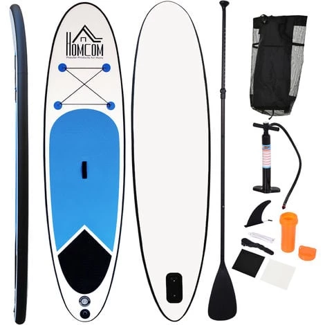 HOMCOM Stand Up Paddle Gonflable Surf Planche De Paddle Pour Adulte Dim. 301L X 76l X 10H Cm Nombreux Accessoires Fournis PVC Bleu Blanc Noir - Bleu 3 HOMCOM Stand Up Paddle Gonflable Surf Planche De Paddle Pour Adulte Dim. 301L X 76l X 10H Cm Nombreux Accessoires Fournis PVC Bleu Blanc Noir - Bleu