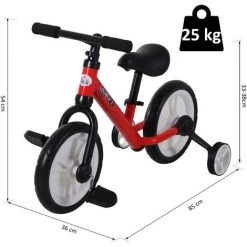 HOMCOM Vélo Enfant Draisienne 2 En 1 Roulettes Et Pédales Amovibles Roues 11" Hauteur Selle Réglable Acier Rouge - Rouge 8 HOMCOM Vélo Enfant Draisienne 2 En 1 Roulettes Et Pédales Amovibles Roues 11" Hauteur Selle Réglable Acier Rouge - Rouge -France HOMCOM Soldes 2022 18252852 3