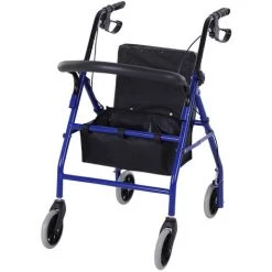 HOMCOM Déambulateur 4 Roues - Déambulateur Pliable Léger - Assise + Dossier Rembourré - Poignées Ergonomiques, Freins à Main - Panier Rangement - Métal Bleu - Bleu 11 HOMCOM Déambulateur 4 Roues - Déambulateur Pliable Léger - Assise + Dossier Rembourré - Poignées Ergonomiques, Freins à Main - Panier Rangement - Métal Bleu - Bleu -France HOMCOM Soldes 2022 18252857 5