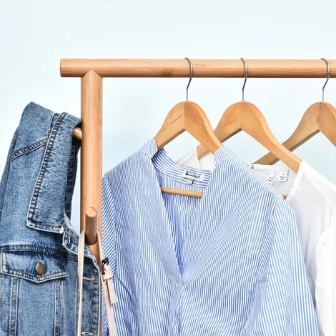 HOMCOM Porte-manteaux Meuble D'entrée Vestiaire Penderie Avec Miroir 4 Patères 2 Niches Dim. 100L X 34l X 164H Cm MDF Blanc Bois Massif Bambou - Blanc 7 HOMCOM Porte-manteaux Meuble D'entrée Vestiaire Penderie Avec Miroir 4 Patères 2 Niches Dim. 100L X 34l X 164H Cm MDF Blanc Bois Massif Bambou - Blanc – Image 5