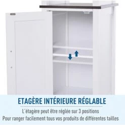 HOMCOM Meuble Colonne Rangement Salle De Bain Dim. 40L X 38l X 162H Cm 3 étagères + Placard MDF Panneaux Particules Blanc Aspect Noyer - Blanc -France HOMCOM Soldes 2022 18252898 5
