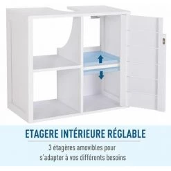 HOMCOM Meuble Salle De Bain Mural - Meuble Sous-vasque - Placard 1 Porte Avec étagère - Double Niche - Dim. 60L X 30l X 54H Cm - MDF Blanc 11 HOMCOM Meuble Salle De Bain Mural - Meuble Sous-vasque - Placard 1 Porte Avec étagère - Double Niche - Dim. 60L X 30l X 54H Cm - MDF Blanc -France HOMCOM Soldes 2022 18252907 5
