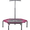 HOMCOM Trampoline De Fitness / Gymnastique Haute Performance Ø 122 Cm élastiques Bungee + Guidon Hauteur Réglable 122-138 Cm Rose Noir - Rose
