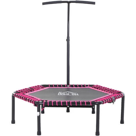 HOMCOM Trampoline De Fitness / Gymnastique Haute Performance Ø 122 Cm élastiques Bungee + Guidon Hauteur Réglable 122-138 Cm Rose Noir - Rose 3 HOMCOM Trampoline De Fitness / Gymnastique Haute Performance Ø 122 Cm élastiques Bungee + Guidon Hauteur Réglable 122-138 Cm Rose Noir - Rose