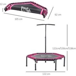 HOMCOM Trampoline De Fitness / Gymnastique Haute Performance Ø 122 Cm élastiques Bungee + Guidon Hauteur Réglable 122-138 Cm Rose Noir - Rose 9 HOMCOM Trampoline De Fitness / Gymnastique Haute Performance Ø 122 Cm élastiques Bungee + Guidon Hauteur Réglable 122-138 Cm Rose Noir - Rose -France HOMCOM Soldes 2022 18253133 3