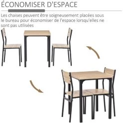 HOMCOM Table Avec 2 Chaises Style Industriel Acier Noir MDF Coloris Bois De Chêne - Gris -France HOMCOM Soldes 2022 18304244 4
