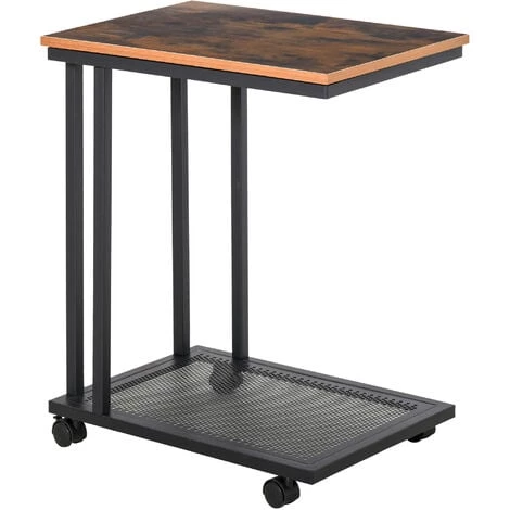 HOMCOM Table Basse Table D'appoint Vintage Style Industriel étagère Acier Noir MDF Coloris Boisé - Marron 3 HOMCOM Table Basse Table D'appoint Vintage Style Industriel étagère Acier Noir MDF Coloris Boisé - Marron