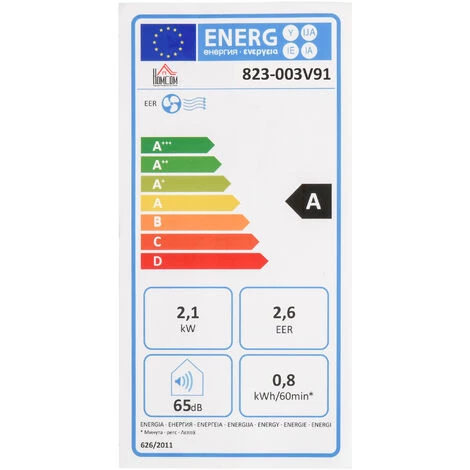 HOMCOM Déshumidificateur Climatiseur Ventilateur 3 En 1 Portable 7.000 BTU/h 765 W - Réfrigérant Naturel R290 - Télécommande - Débit D’air 360 M³/h - Blanc - Blanc 6 HOMCOM Déshumidificateur Climatiseur Ventilateur 3 En 1 Portable 7.000 BTU/h 765 W - Réfrigérant Naturel R290 - Télécommande - Débit D’air 360 M³/h - Blanc - Blanc – Image 4
