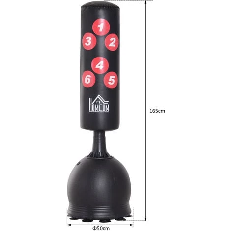HOMCOM Sac De Frappe Boxe Sur Pied Punching Ball Autoportant Adulte Enfant H1,65 M Cibles De Touche Ventouses Antidérapantes Noir Rouge - Marron 5 HOMCOM Sac De Frappe Boxe Sur Pied Punching Ball Autoportant Adulte Enfant H1,65 M Cibles De Touche Ventouses Antidérapantes Noir Rouge - Marron – Image 3