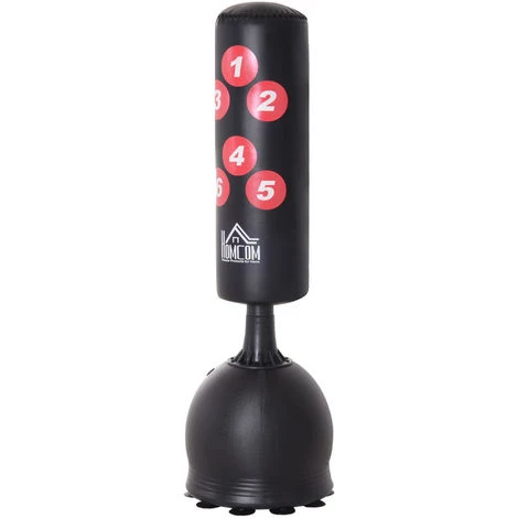 HOMCOM Sac De Frappe Boxe Sur Pied Punching Ball Autoportant Adulte Enfant H1,65 M Cibles De Touche Ventouses Antidérapantes Noir Rouge - Marron 6 HOMCOM Sac De Frappe Boxe Sur Pied Punching Ball Autoportant Adulte Enfant H1,65 M Cibles De Touche Ventouses Antidérapantes Noir Rouge - Marron – Image 4