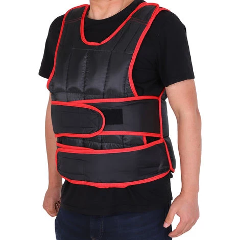 HOMCOM Gilet Lesté Réglable Veste Lestée 15 Kg Max. Poids Amovibles Entrainement Musculation Exercice Boxe Oxford Noir Rouge - Noir 6 HOMCOM Gilet Lesté Réglable Veste Lestée 15 Kg Max. Poids Amovibles Entrainement Musculation Exercice Boxe Oxford Noir Rouge - Noir – Image 4