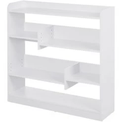 HOMCOM Bibliothèque étagère Meuble De Rangement Dim. 90L X 24l X 91H Cm 4 Niveaux 3 Panneaux Arrières Panneaux De Particules Blanc - Blanc
