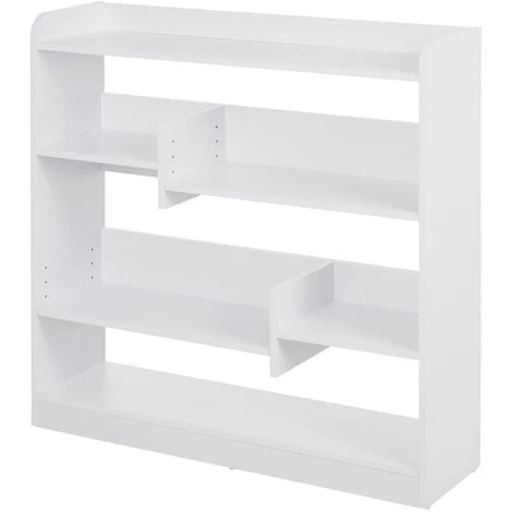 HOMCOM Bibliothèque étagère Meuble De Rangement Dim. 90L X 24l X 91H Cm 4 Niveaux 3 Panneaux Arrières Panneaux De Particules Blanc - Blanc 3 HOMCOM Bibliothèque étagère Meuble De Rangement Dim. 90L X 24l X 91H Cm 4 Niveaux 3 Panneaux Arrières Panneaux De Particules Blanc - Blanc