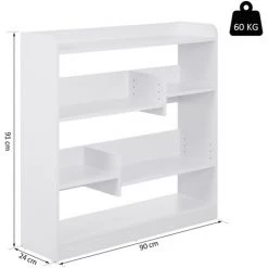HOMCOM Bibliothèque étagère Meuble De Rangement Dim. 90L X 24l X 91H Cm 4 Niveaux 3 Panneaux Arrières Panneaux De Particules Blanc - Blanc 9 HOMCOM Bibliothèque étagère Meuble De Rangement Dim. 90L X 24l X 91H Cm 4 Niveaux 3 Panneaux Arrières Panneaux De Particules Blanc - Blanc -France HOMCOM Soldes 2022 18729673 3
