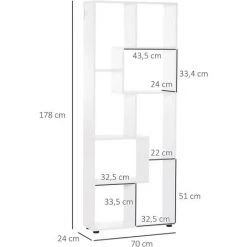 HOMCOM Bibliothèque étagère Zig Zag Design Contemporain 70L X 24l X 178H Cm Panneaux Particules Blanc 9 HOMCOM Bibliothèque étagère Zig Zag Design Contemporain 70L X 24l X 178H Cm Panneaux Particules Blanc -France HOMCOM Soldes 2022 18729677 3