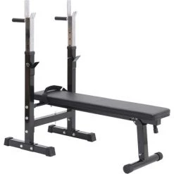 HOMCOM Banc De Musculation Fitness Pliable Entrainement Complet Dossier Réglable Poignées De Poussée Acier Renforcé Noir - Noir