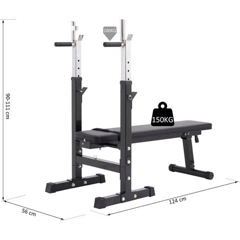 HOMCOM Banc De Musculation Fitness Pliable Entrainement Complet Dossier Réglable Poignées De Poussée Acier Renforcé Noir - Noir 5 HOMCOM Banc De Musculation Fitness Pliable Entrainement Complet Dossier Réglable Poignées De Poussée Acier Renforcé Noir - Noir – Image 3