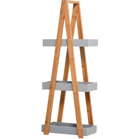 HOMCOM Etagère En Bambou De Salle De Bain étagère Debout 3 Paniers Dim. 30L X 18l X 81H Cm Bambou MDF Gris - Gris 3 HOMCOM Etagère En Bambou De Salle De Bain étagère Debout 3 Paniers Dim. 30L X 18l X 81H Cm Bambou MDF Gris - Gris