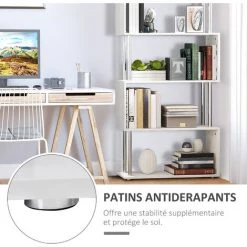 HOMCOM Bibliothèque étagère Design Contemporain En S 4 Niveaux 80L X 30l X 145H Cm Coloris Blanc 11 HOMCOM Bibliothèque étagère Design Contemporain En S 4 Niveaux 80L X 30l X 145H Cm Coloris Blanc -France HOMCOM Soldes 2022 1933045 5