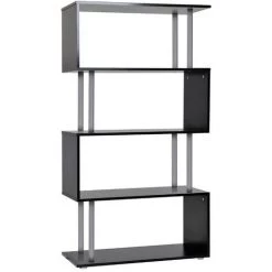 HOMCOM Bibliothèque étagère Design Contemporain En S 4 Niveaux 80L X 30l X 145H Cm Coloris Noir