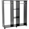 HOMCOM Armoire Penderie Meuble De Rangement En Panneau De Particule Mobile Avec 6 Roulettes Sans Porte 120x40x128cm Noir - Noir -France HOMCOM Soldes 2022 1933047 1