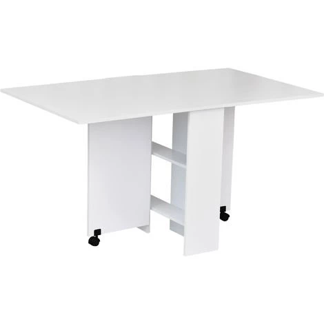 HOMCOM Table De Cuisine Salle A Manger Pliable Amovible Tres Pratique En Panneaux De Particules - Blanc 3 HOMCOM Table De Cuisine Salle A Manger Pliable Amovible Tres Pratique En Panneaux De Particules - Blanc