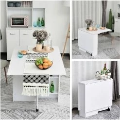 HOMCOM Table De Cuisine Salle A Manger Pliable Amovible Tres Pratique En Panneaux De Particules - Blanc 10 HOMCOM Table De Cuisine Salle A Manger Pliable Amovible Tres Pratique En Panneaux De Particules - Blanc -France HOMCOM Soldes 2022 1933051 4