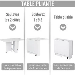 HOMCOM Table De Cuisine Salle A Manger Pliable Amovible Tres Pratique En Panneaux De Particules - Blanc 11 HOMCOM Table De Cuisine Salle A Manger Pliable Amovible Tres Pratique En Panneaux De Particules - Blanc -France HOMCOM Soldes 2022 1933051 5